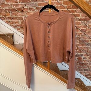 Vuori Button-Up Crop Top - Brown